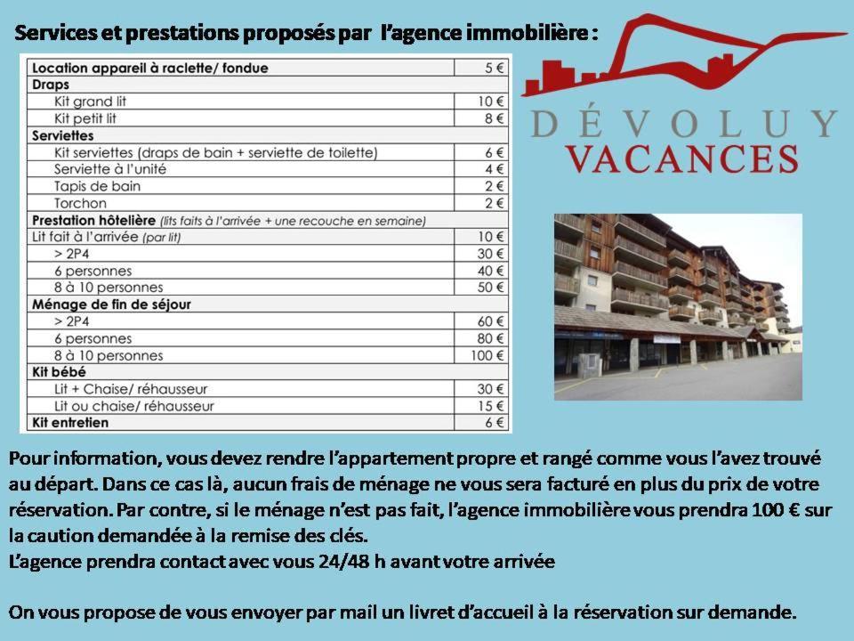 Appartement 8-10 Personnes Superdevoluy Hautes Alpes Rez De Chaussee Vue Panoramique 3 Chambres Le Devoluy Exterior foto